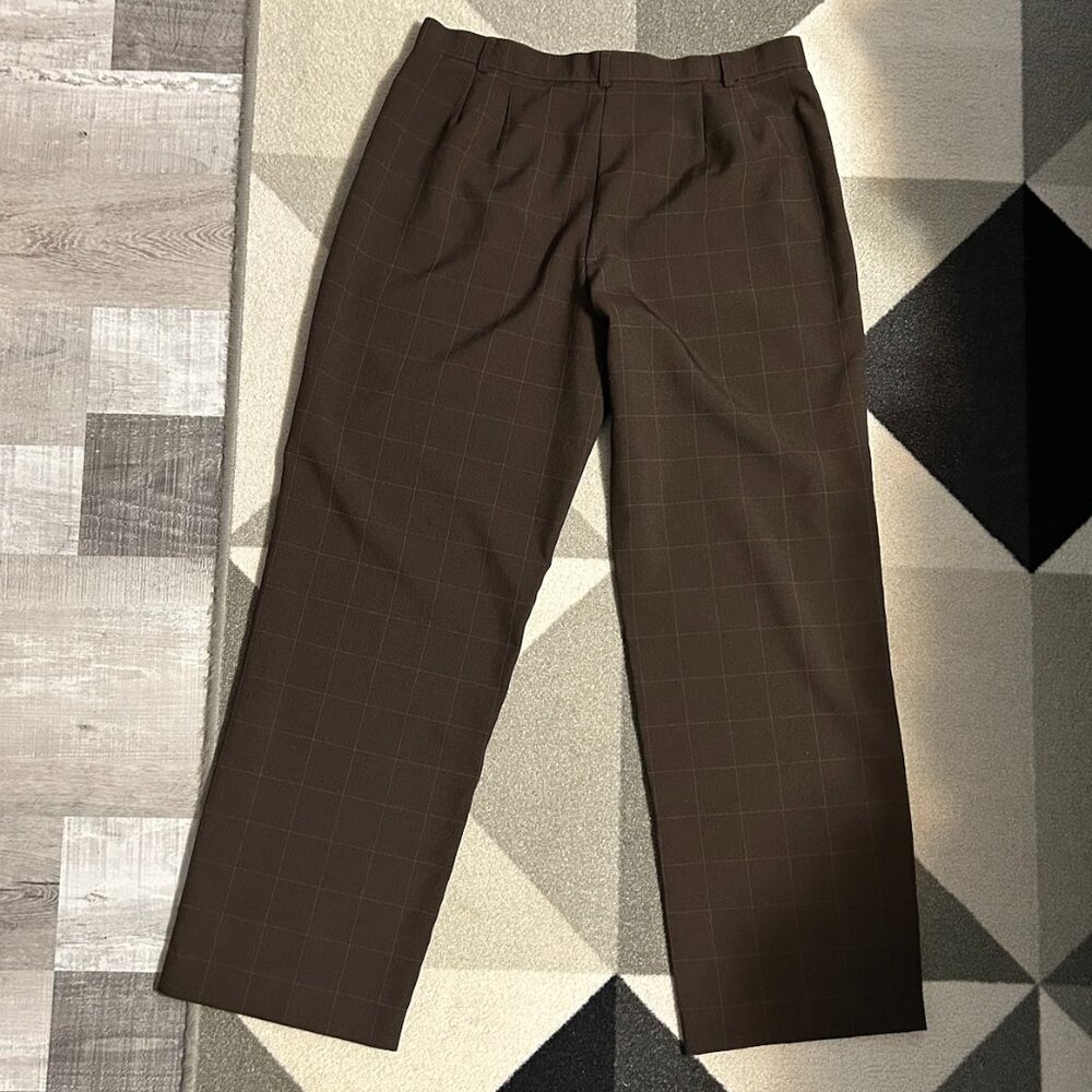 White Stag Brown Plaid Straight Leg Trousers Women's Size 10 PETITE - Picture 6 of 9